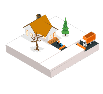 除雪しているイラスト